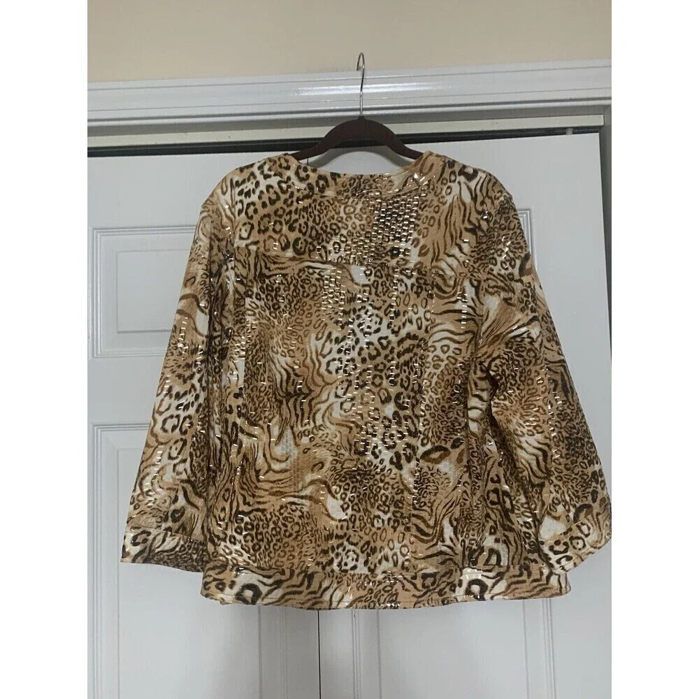 Ruby Rd Woman Shiny Shimmery Animal Print Statement Jacket‎ Size 20W (GG12)